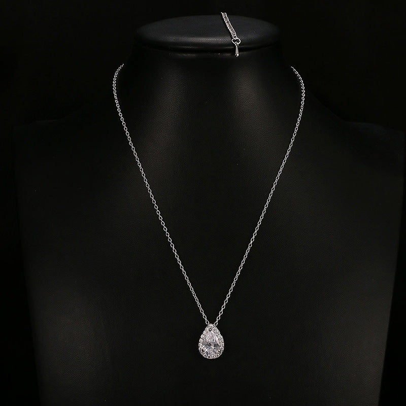 Noxypera Water Drop Gemstone Necklace Earrings Jewelry Set