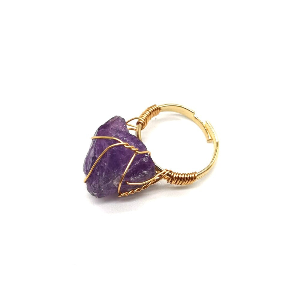 Noxypera Hand Wrapped Rough Stone Agate Ring