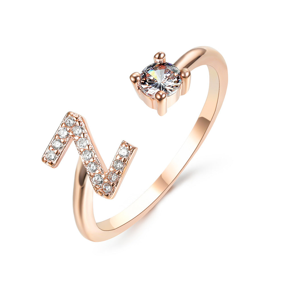 Noxypera Adjustable 26 Initial Letter Ring