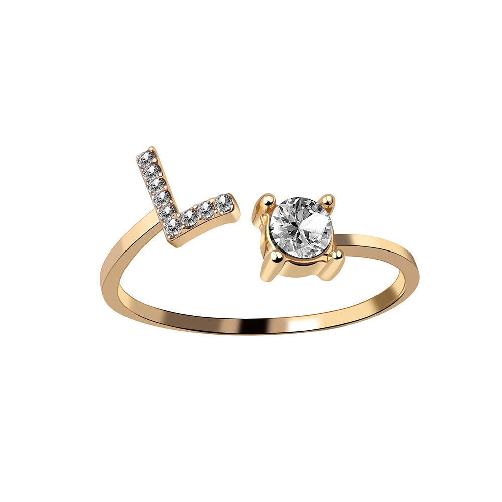 Noxypera Adjustable 26 Initial Letter Ring