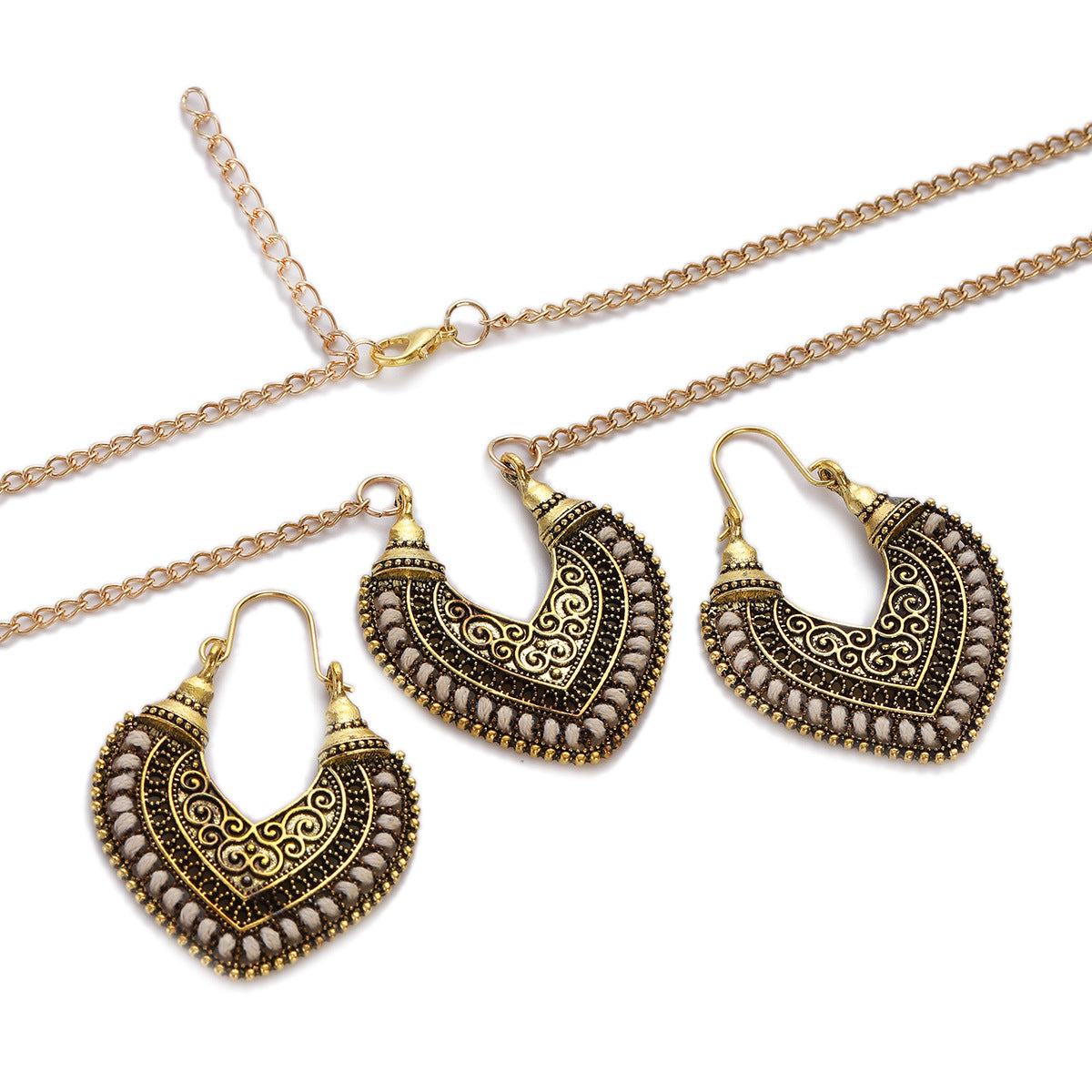 Noxypera Colored Rope Winding Earrings Necklace Set