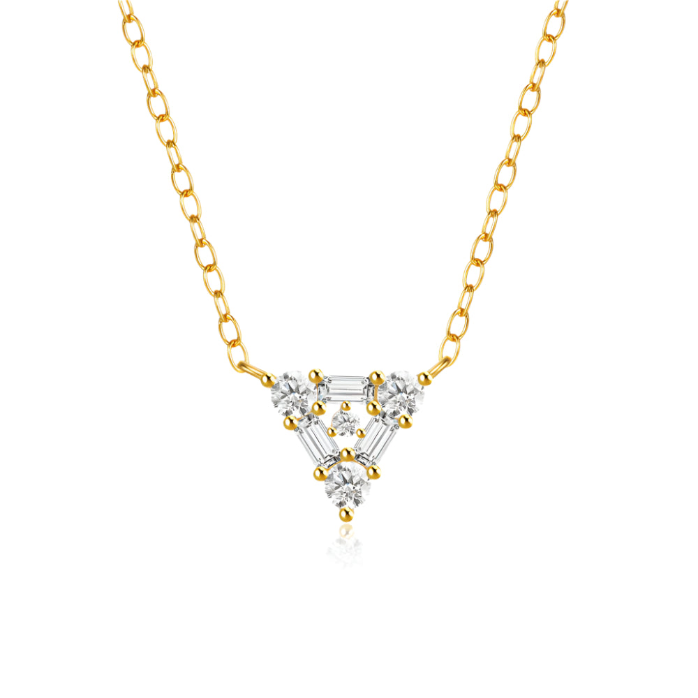 Noxypera S925 Sterling Silver Triangle Diamond Necklace