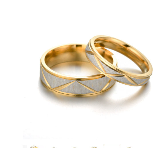 Noxypera 24K Gold Titanium Stainless Steel Couple Ring