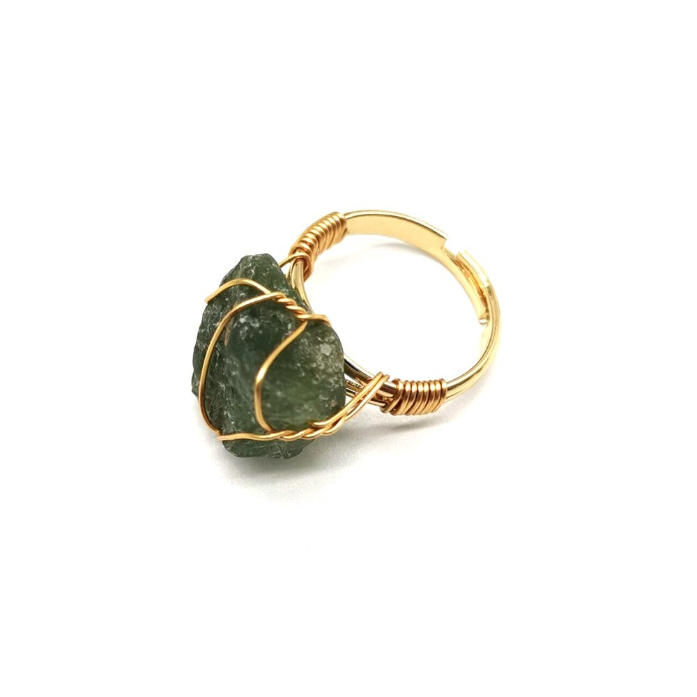 Noxypera Hand Wrapped Rough Stone Agate Ring