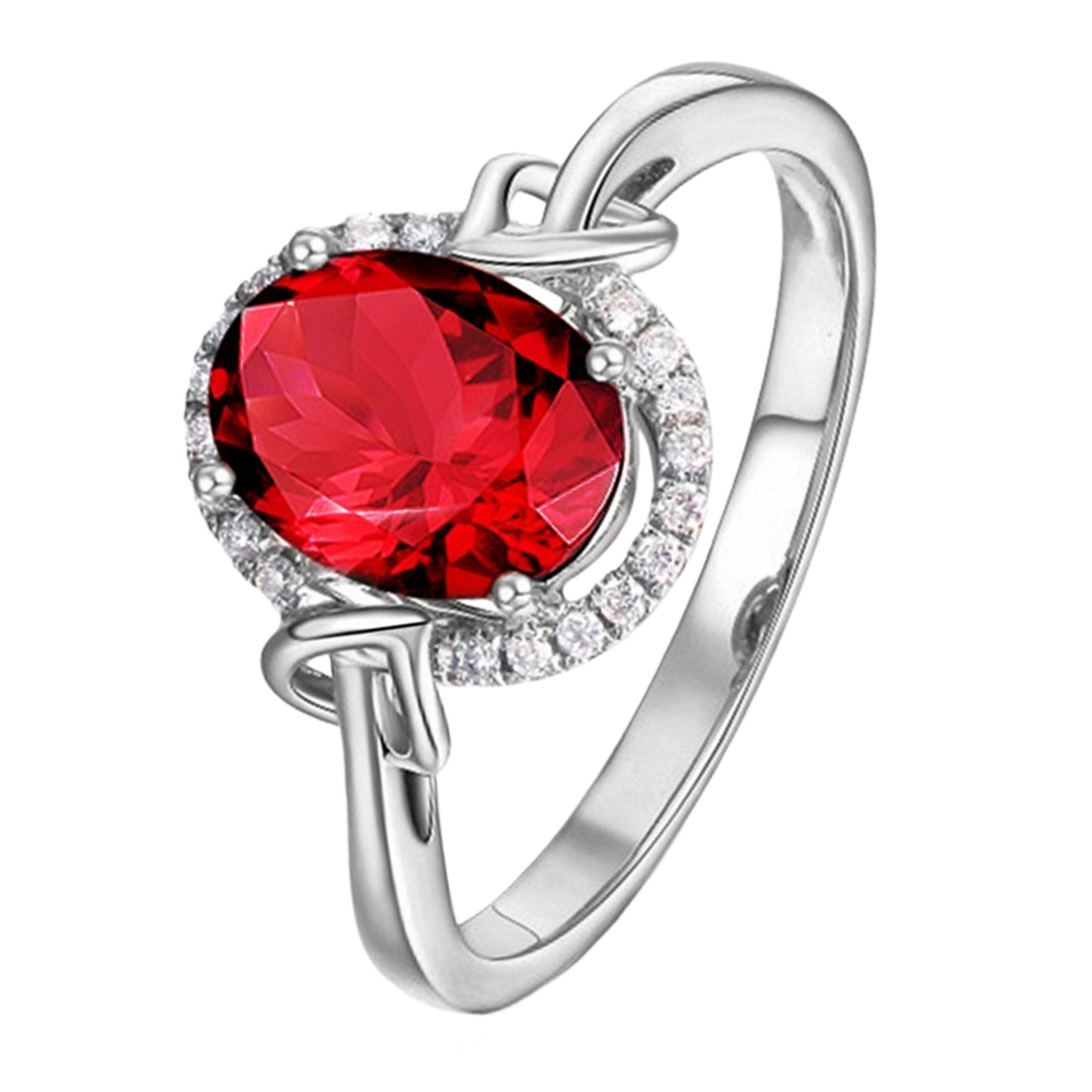 Noxypera 18k Rose Gold Plated Red Ruby Crystal Ring