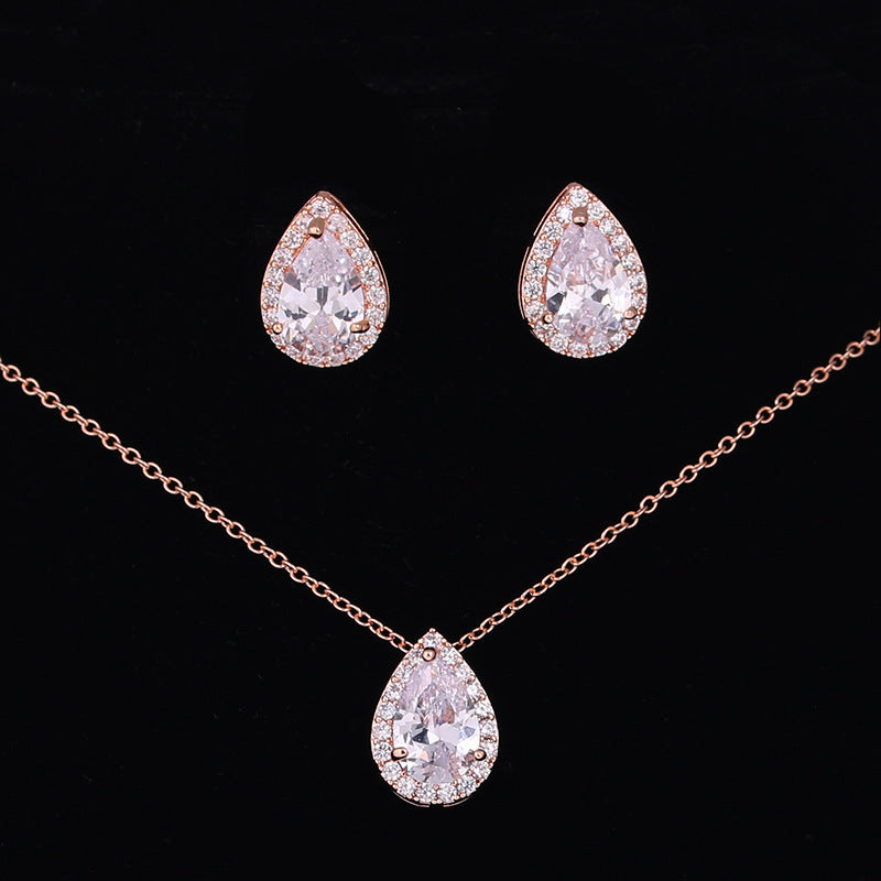 Noxypera Water Drop Gemstone Necklace Earrings Jewelry Set