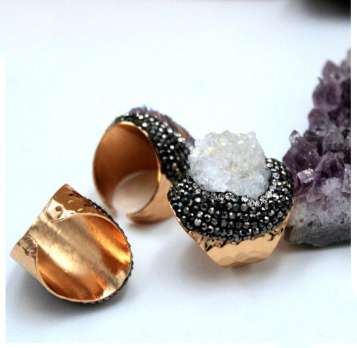 Noxypera Agate Crystal Stone Ring