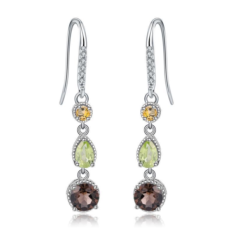 Noxypera S925 Silver Natural Topaz Gemstone Earrings