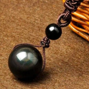 Noxypera Natural Obsidian Pearl Pendant Necklace