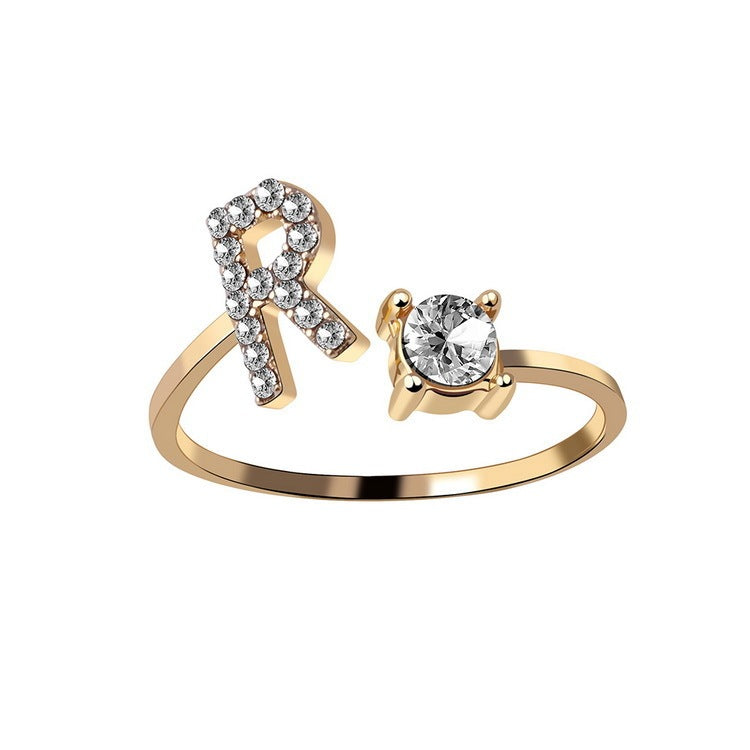 Noxypera Adjustable 26 Initial Letter Ring