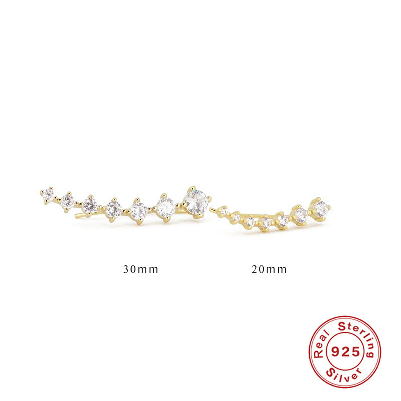 Noxypera S925 Sterling Silver Single Row 7 PCs Shiny Diamond Ear Studs