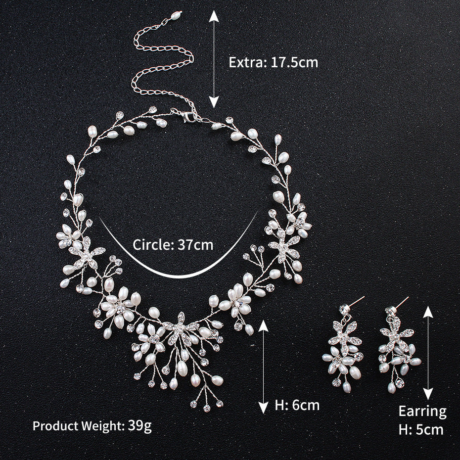 Noxypera Pearl Necklace And Earring Set