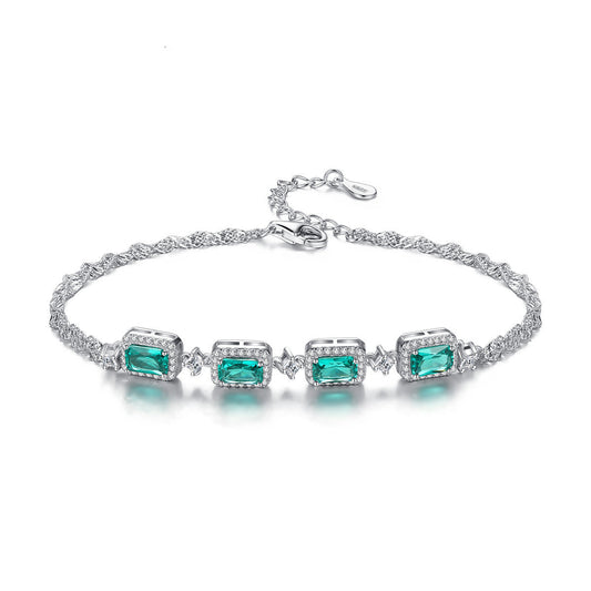Noxypera 925 Sterling Silver Emerald Bracelet