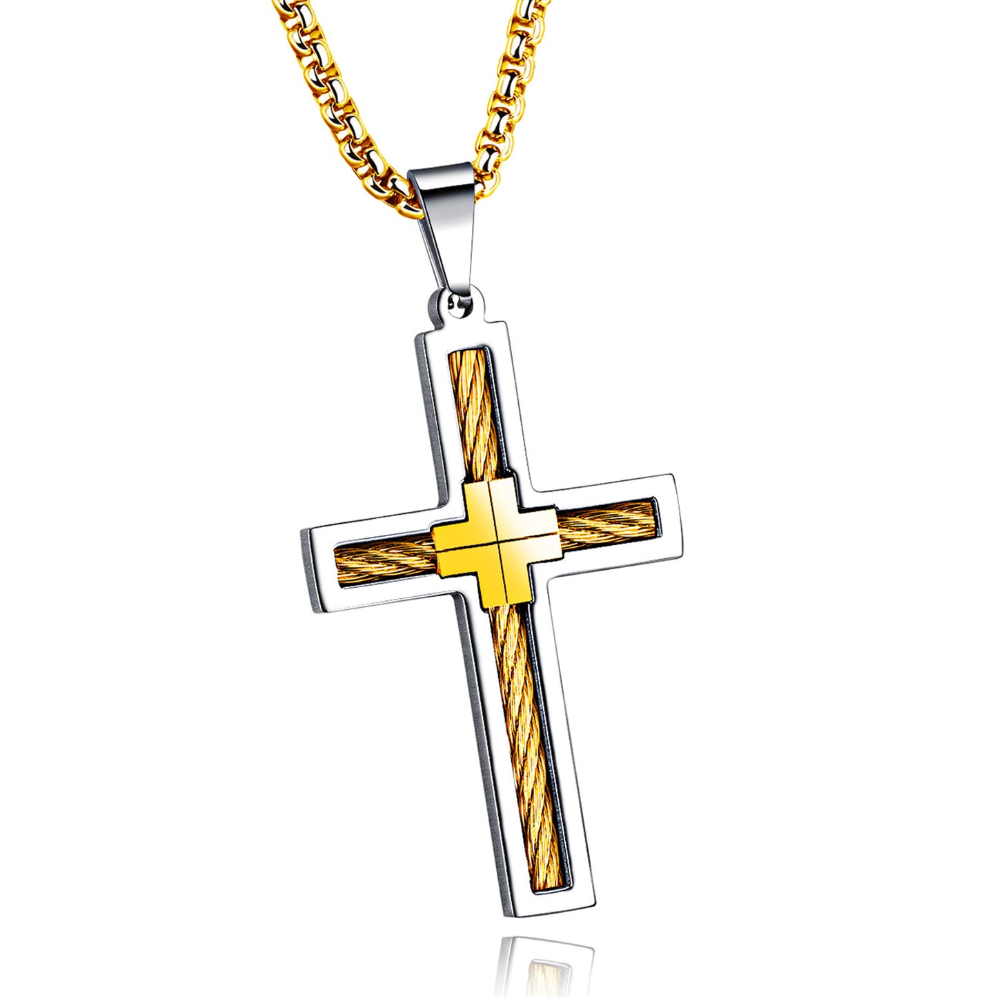 Noxypera Titanium Steel Wire Cross Men's Necklace
