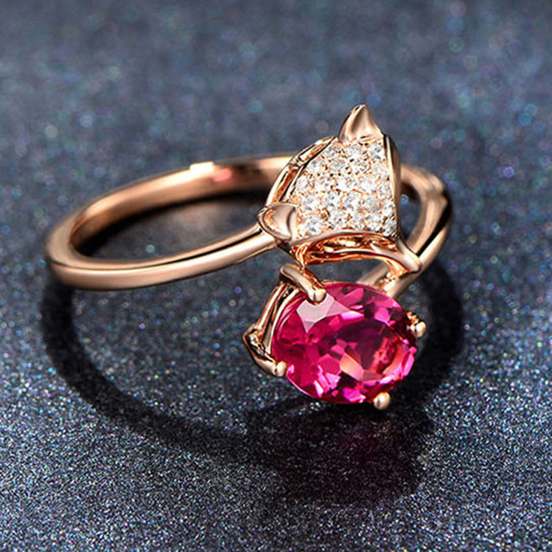 Noxypera Rose Gold Fox Ruby Ring