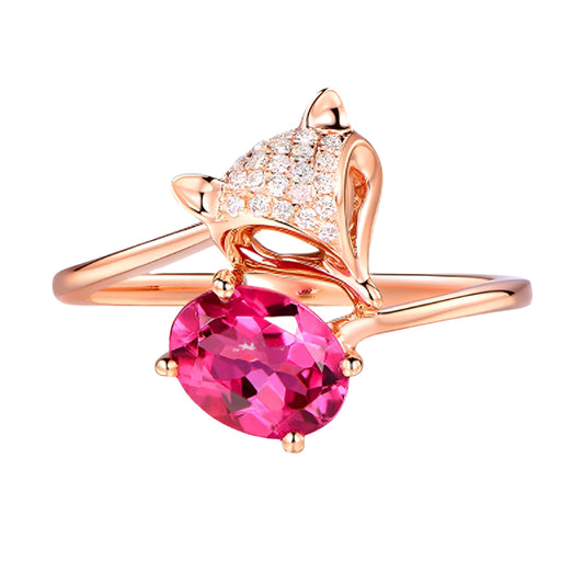 Noxypera Rose Gold Fox Ruby Ring
