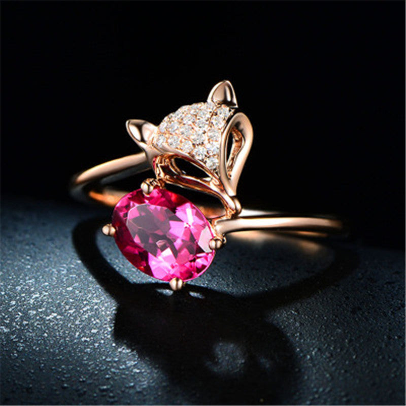 Noxypera Rose Gold Fox Ruby Ring