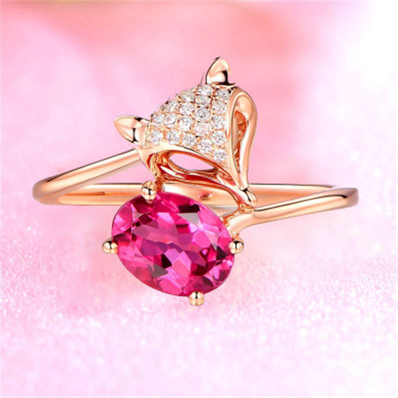 Noxypera Rose Gold Fox Ruby Ring