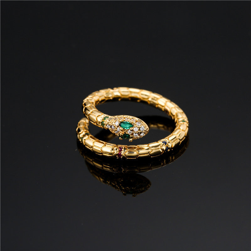 Noxypera Snake Shiny Cubic Zirconia Adjustable Ring