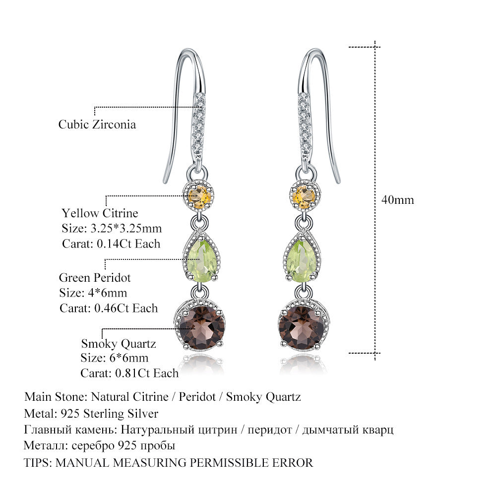 Noxypera S925 Silver Natural Topaz Gemstone Earrings