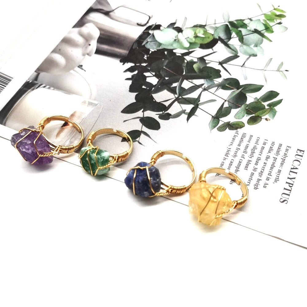 Noxypera Hand Wrapped Rough Stone Agate Ring