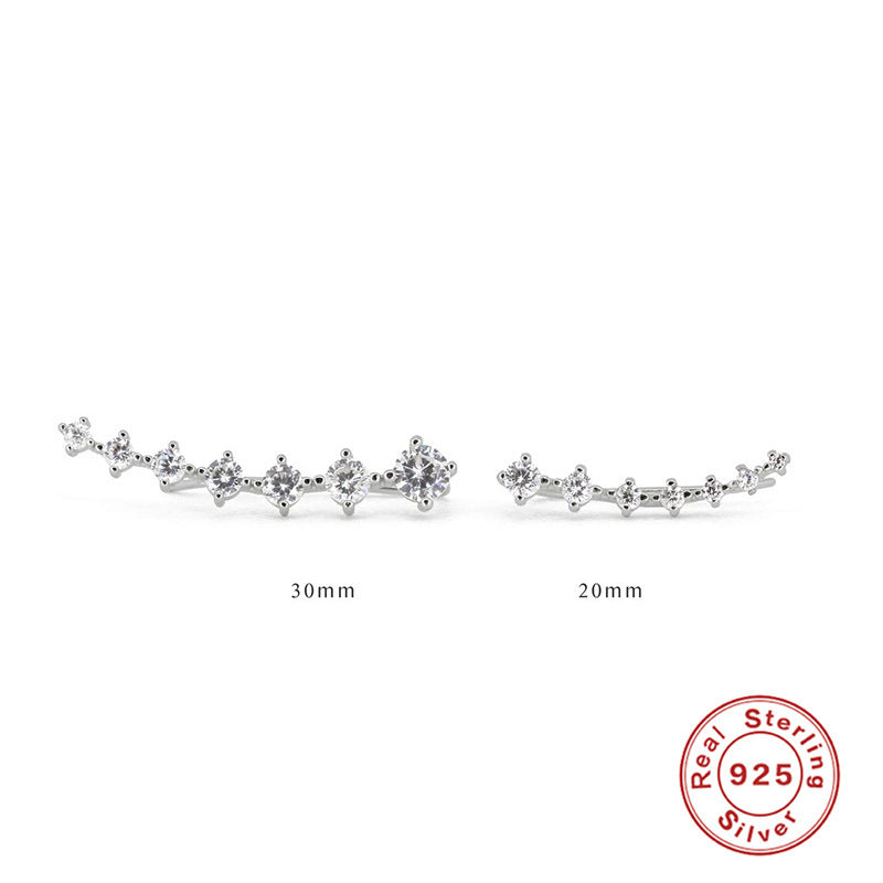 Noxypera S925 Sterling Silver Single Row 7 PCs Shiny Diamond Ear Studs