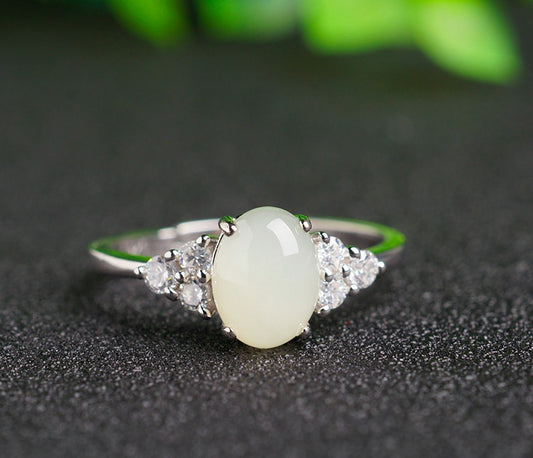 Noxypera 925 Silver Adjustable Moonstone  Ring