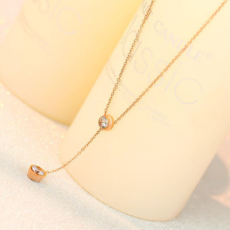 Noxypera 18K Plated Stainless Steel Rose Gold Single Drill Necklace