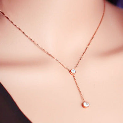 Noxypera 18K Plated Stainless Steel Rose Gold Single Drill Necklace