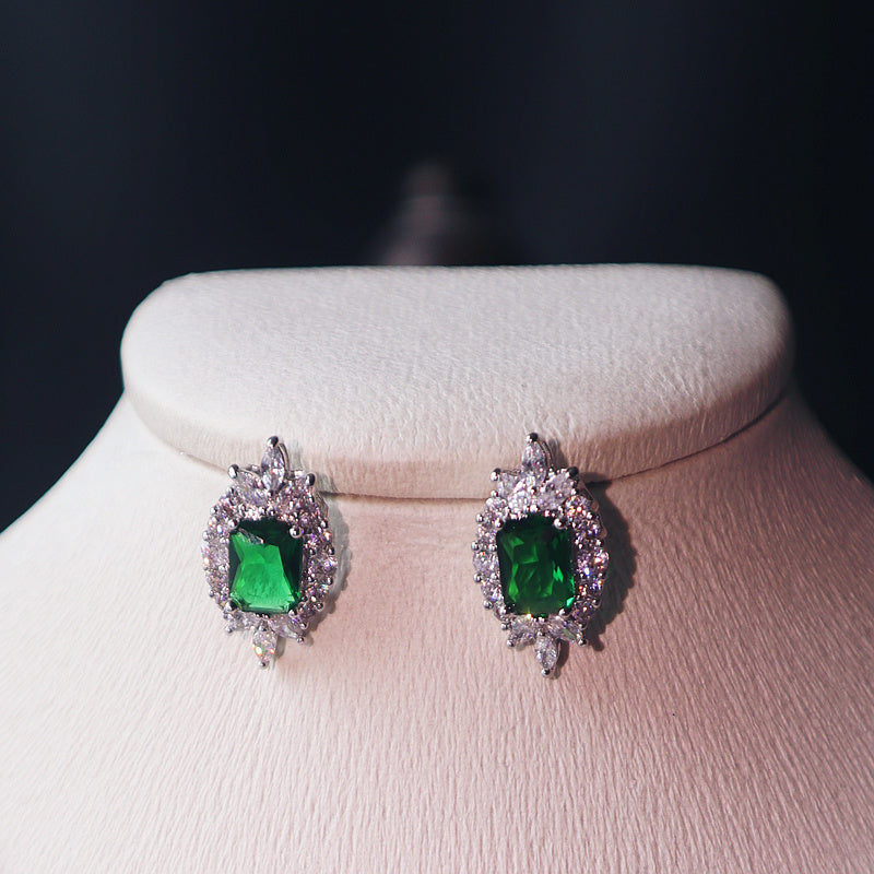 Noxypera Dark Green Pendant Necklace Earring Set