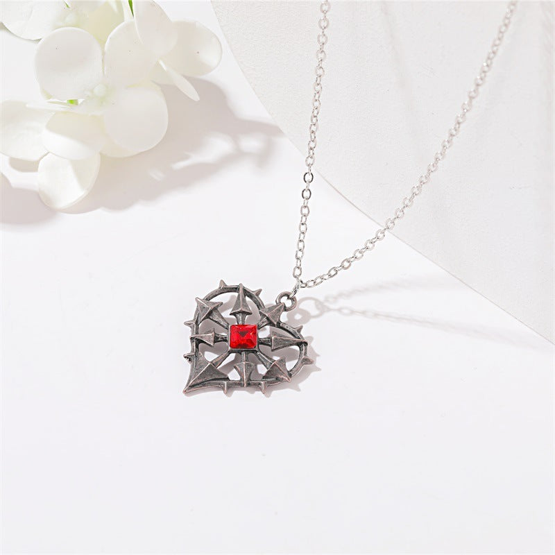 Noxypera Gothic Ruby Heart Necklace