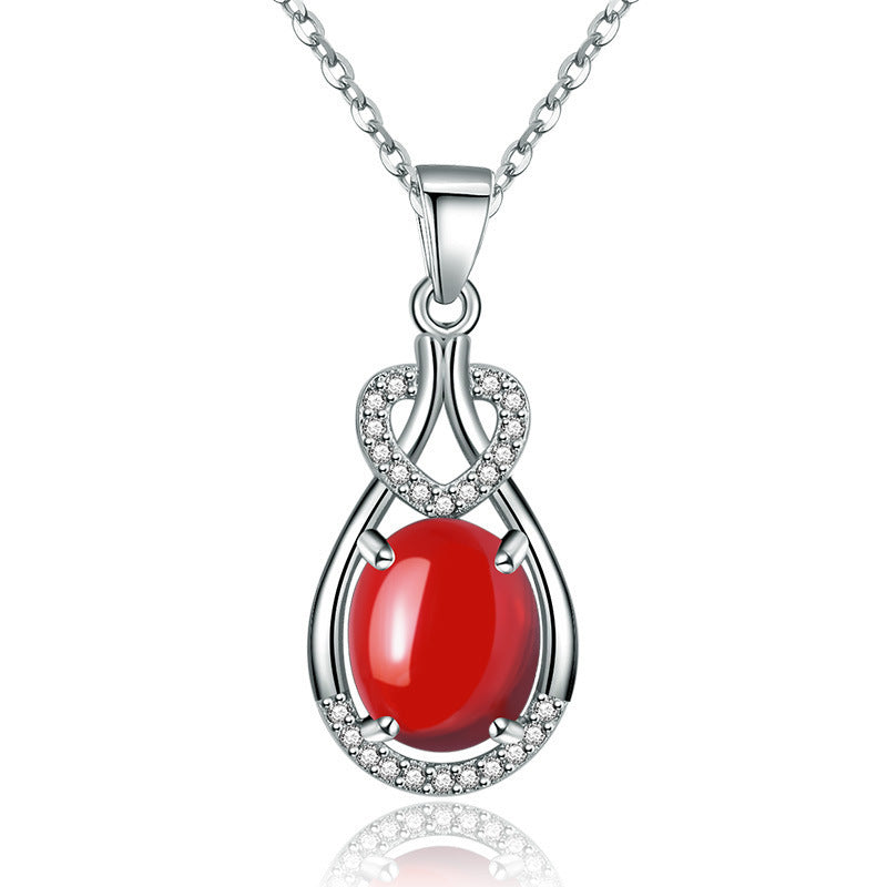 Noxypera Vintage Chalcedony Agate Necklace Pendant