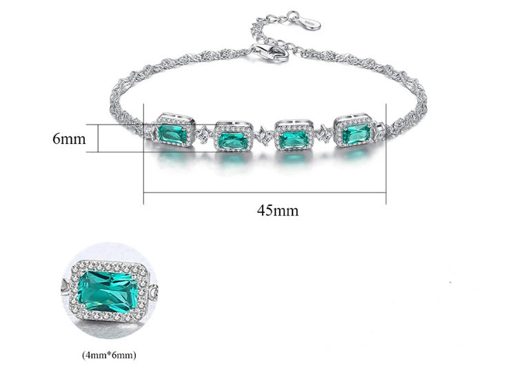Noxypera 925 Sterling Silver Emerald Bracelet