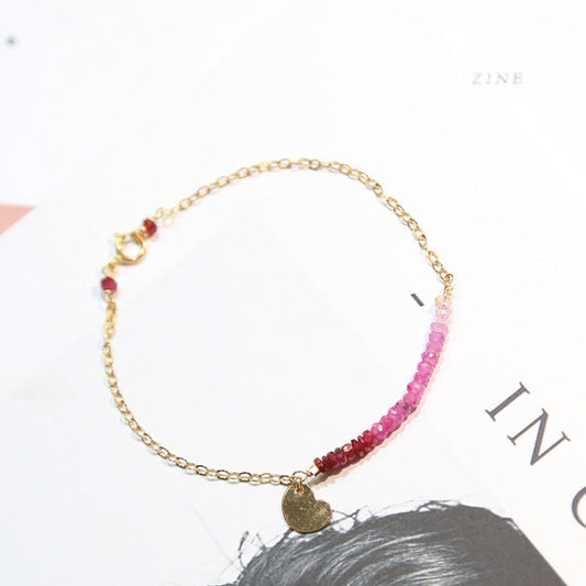 Noxypera 14k Gold-Plated Natural Ruby Pendant Bracelet