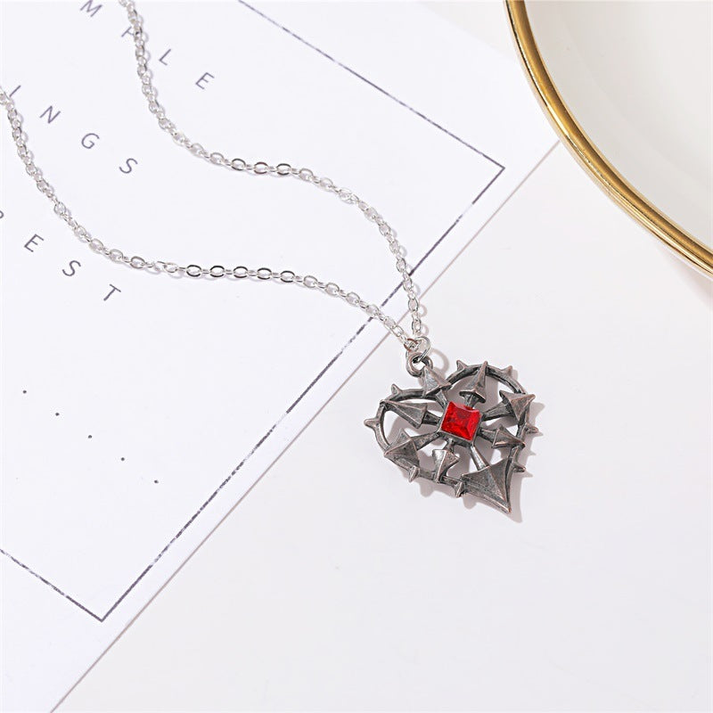 Noxypera Gothic Ruby Heart Necklace