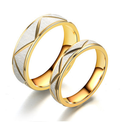 Noxypera 24K Gold Titanium Stainless Steel Couple Ring