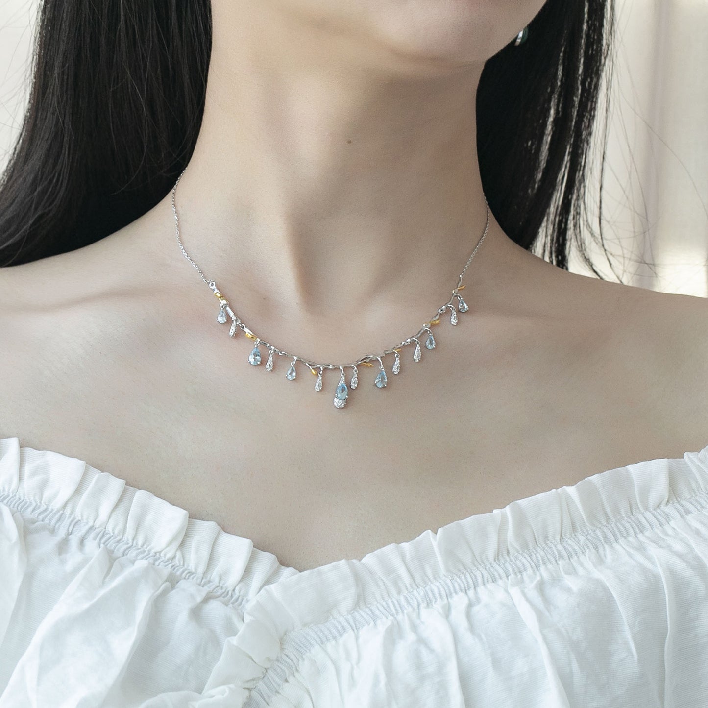 Noxypera S925 Silver Natural Topaz Necklace