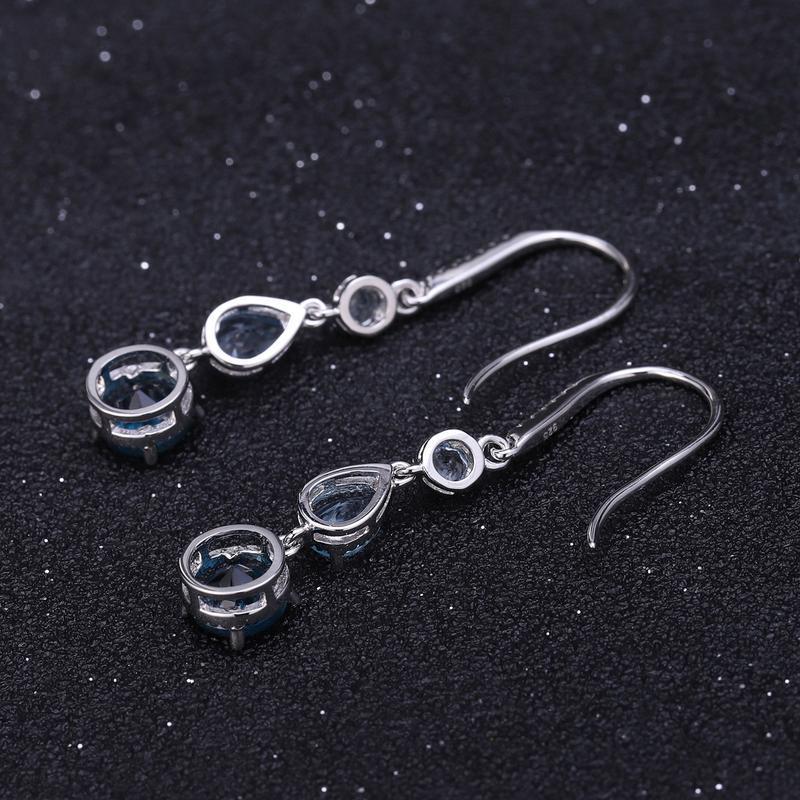 Noxypera S925 Silver Natural Topaz Gemstone Earrings