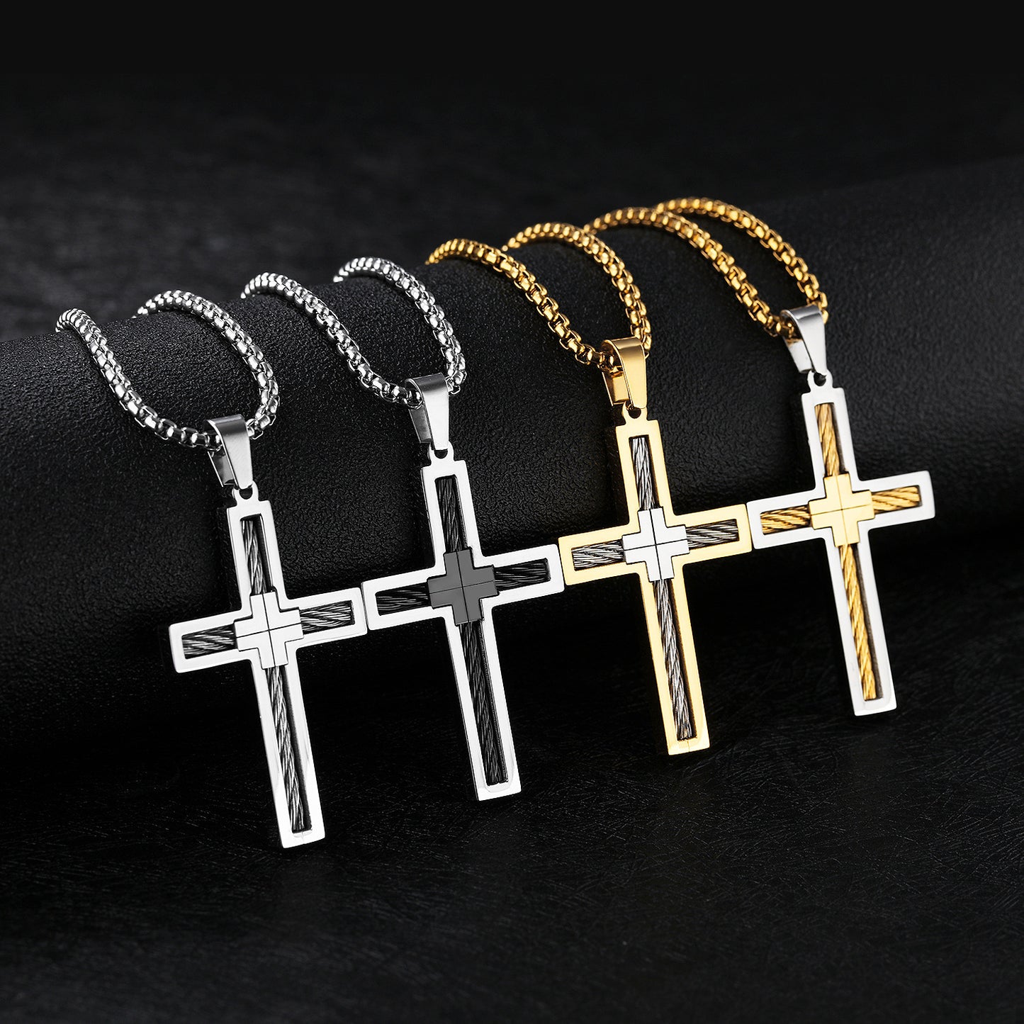 Noxypera Titanium Steel Wire Cross Men's Necklace