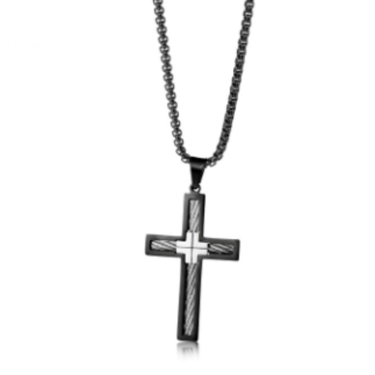 Noxypera Titanium Steel Wire Cross Men's Necklace