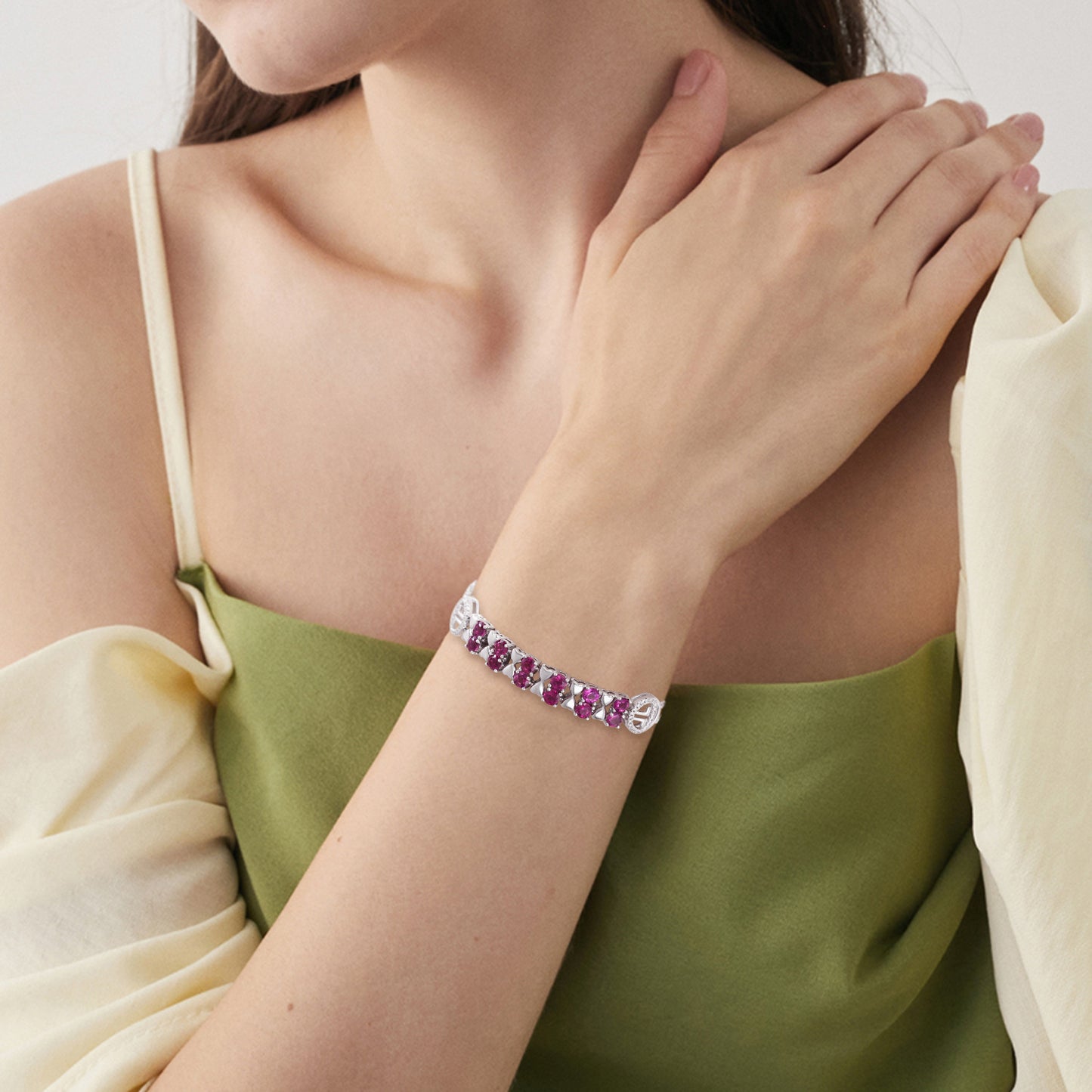Noxypera S925 Sterling Silver Purple Garnet Bracelet Women