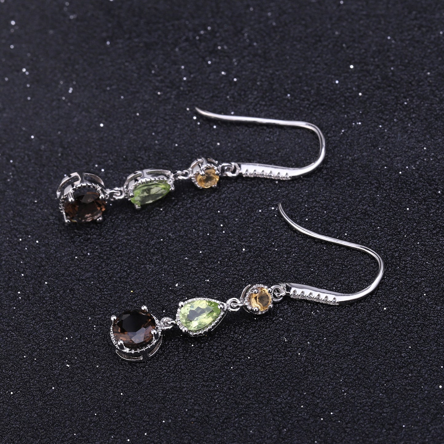 Noxypera S925 Silver Natural Topaz Gemstone Earrings