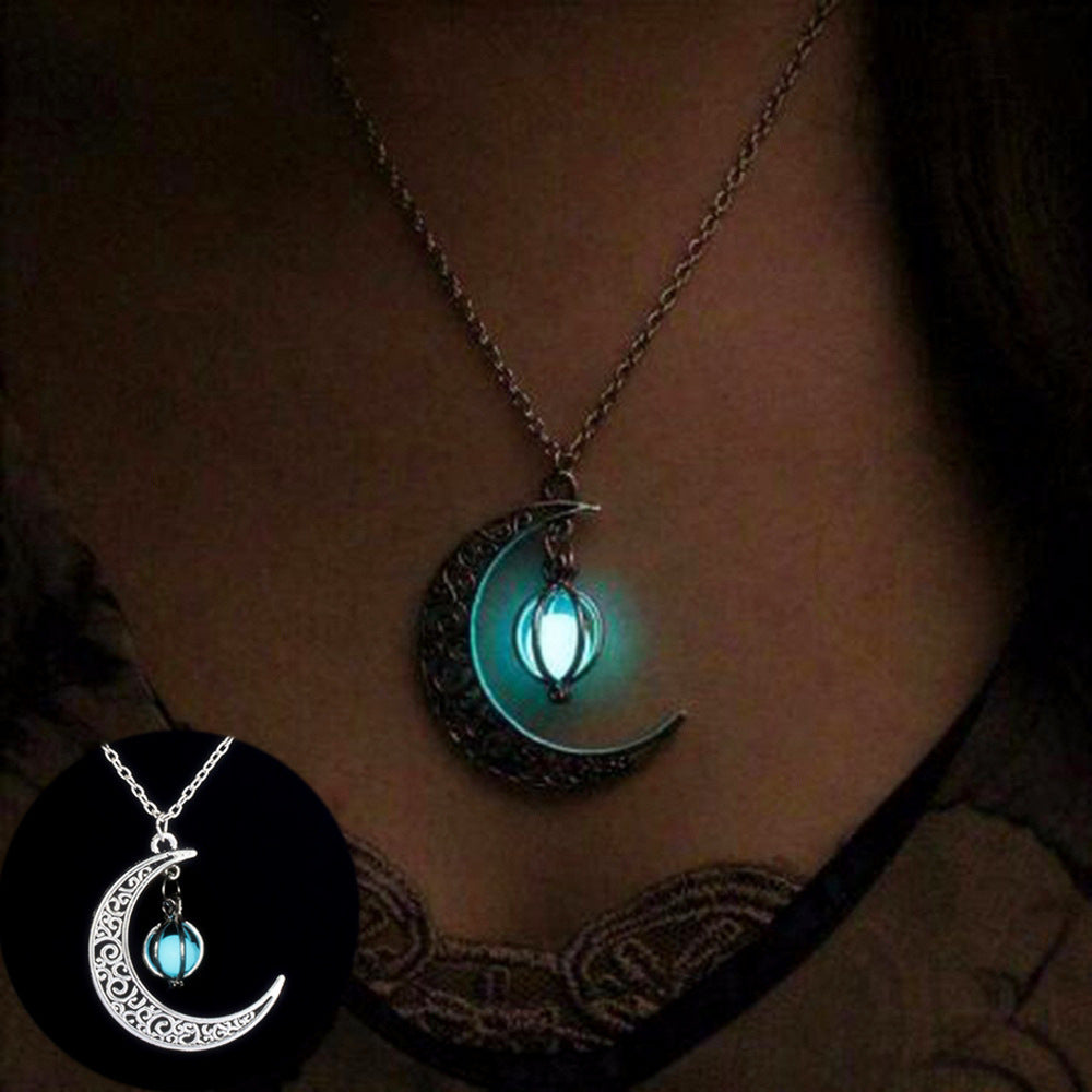 Noxypera Moon Natural Glowing Luminous Healing Stone Necklace