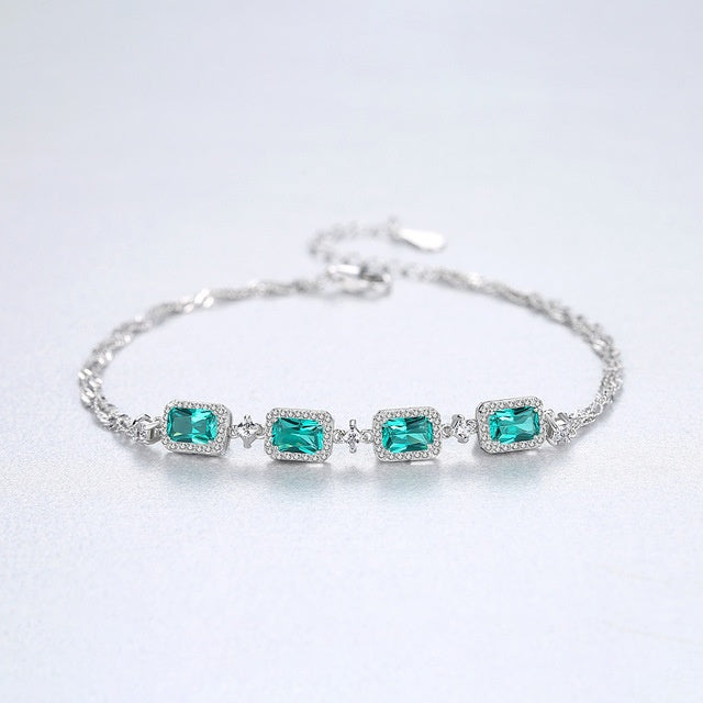 Noxypera 925 Sterling Silver Emerald Bracelet