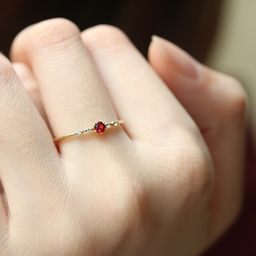 Noxypera 16k Gold Engagement Wedding Ruby with Diamonds Ring