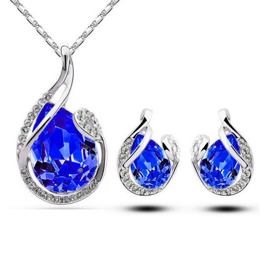 Noxypera 3 Pieces Rhinestone Necklace Set With Earrings Jewelry