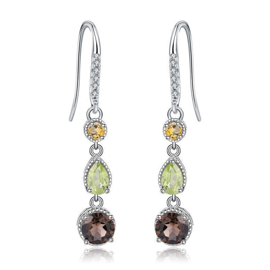 Noxypera S925 Silver Natural Topaz Gemstone Earrings