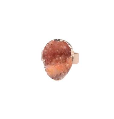 Noxypera Natural Stone Agate Crystal Rings