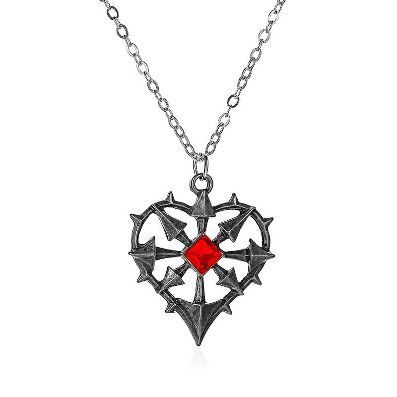 Noxypera Gothic Ruby Heart Necklace
