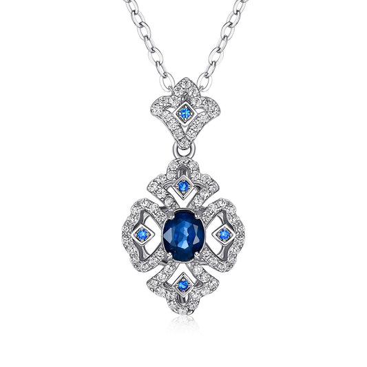 Noxypera 925 Silver Natural 0.55 Carats Sapphire Pendant Necklace